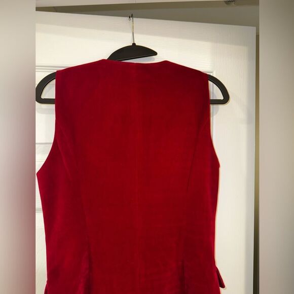 MOTF SLEEVELESS VELVET BLAZER DRESS W/OUT T Burgundy Double-Breasted Dress SZ M - Picture 6 of 14